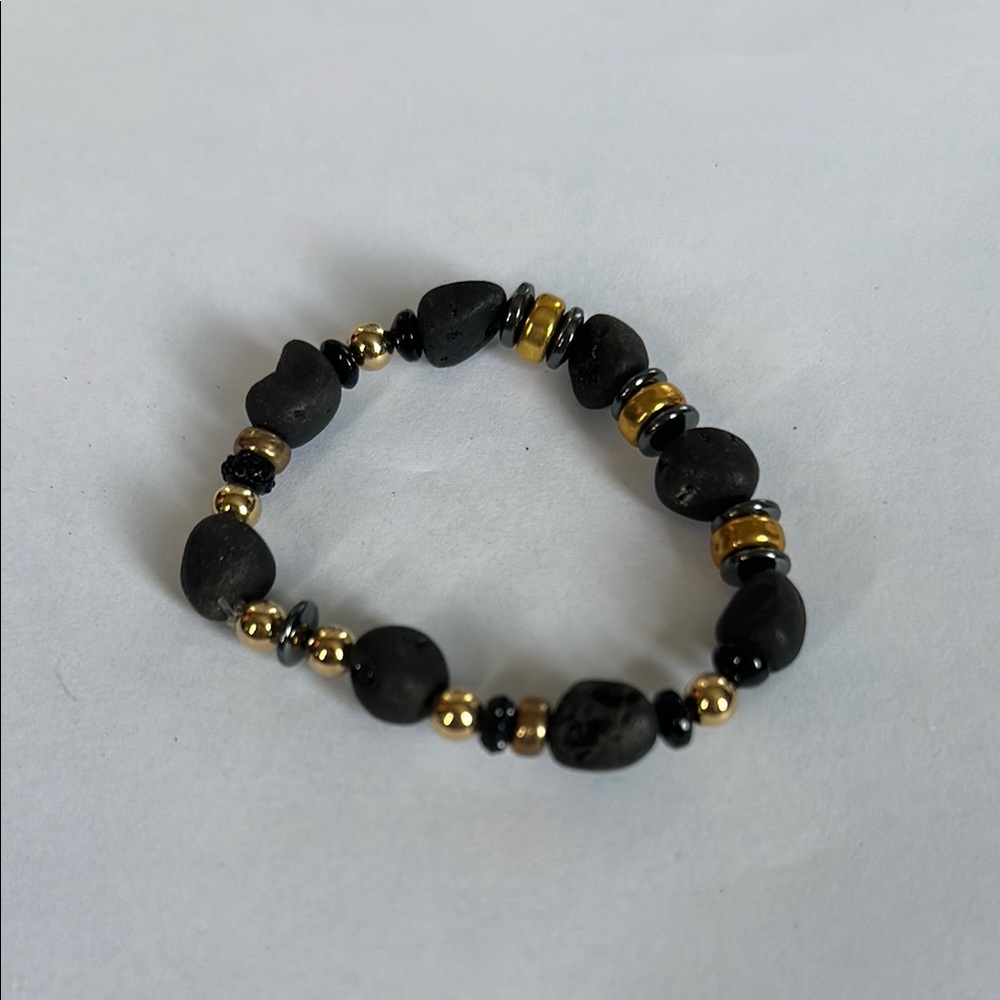 Black and Gold Beaded Bracelet